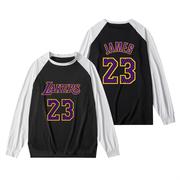 长袖球衣湖人队同款投篮服詹姆斯美式篮球23号训练服速干运动t恤