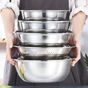 五件套不锈钢盆加厚厨房打蛋洗菜和面锅具漏汤盆米沥水烹饪用具