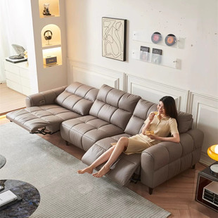 意式轻奢头等舱电动功能真皮沙发床两用现代简约客厅小户型皮沙发