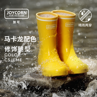 joycorn加可马卡龙(马卡龙)雨靴时尚防滑水，鞋女成人中筒雨鞋外穿胶鞋户外