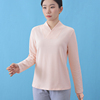 小立领护颈棉质条纹T恤女中式V领长袖打底衫