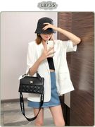2023女包韩版休闲时尚，手提单肩斜跨包牛皮菱格纹包包