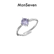 monseven天然紫水晶纯银戒指女小众，设计食指戒时尚高级百搭开口戒