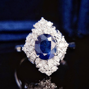 宝创集1克拉斯里兰卡皇家蓝宝石戒指吊坠两用18K金镶天然钻石戒指