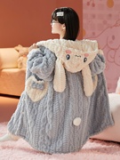 女童睡衣冬季加厚款保暖加长法兰绒睡袍女孩珊瑚绒套装儿童家居服