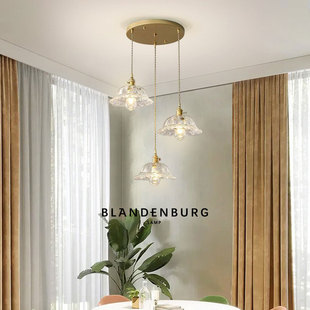 花苞吊灯创意极简设计日式玻璃造型灯轻奢艺术时尚黄铜餐厅吧台灯