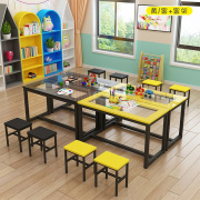 幼儿园课桌椅学生培训桌，手工绘画美术圆角，钢化玻璃桌面阅览画室桌