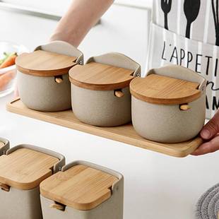 调料盒三件套装日式创意家用装糖味精盐罐陶瓷厨房翻盖佐料调味罐