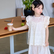 女童蕾丝罩衫裙套装夏季韩版清凉甜美女孩吊带裙子长裙两件套