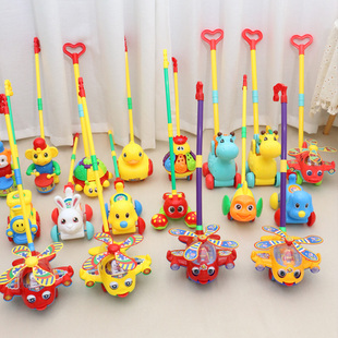 儿童学步手推飞机玩具推推乐，1-2岁3岁学步车，单杆响铃推车婴儿玩具