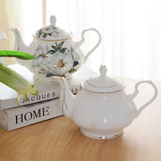 英式红茶壶下午茶具，欧式骨瓷咖啡壶陶瓷，家用水壶描金美式咖啡单壶
