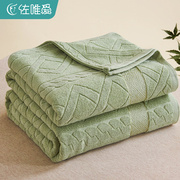 全棉老式毛巾被纯棉毛毯夏季午休盖毯办公室午睡毯空调毯沙发毯子