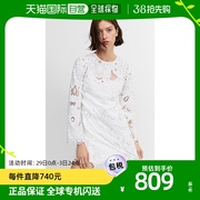 韩国直邮h&m连衣裙女款白色蕾丝短款修身气质百搭舒适耐穿休闲