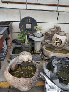 鹅卵石雕刻长寿龟喷水鱼缸自然石流水鱼缸庭院景观石来运转风水池