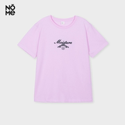 nome诺米女装粉红色减龄短袖T恤圆领印花字母显瘦T恤上衣WGPX0801