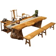 新中式实木茶桌仿古原木大板，泡茶桌椅组合办公室洽谈禅意功夫茶台