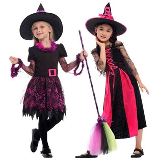 万圣节儿童服装女童巫婆裙子cos化装舞会女巫装扮幼儿园演出服饰