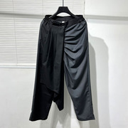 原创暗黑系个性假两件拼接撞色设计师垂感哈伦裤男小众复古长裤潮