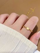 镂空实心福字戒指女款小众设计时尚个性指环越南沙金仿真黄金首饰