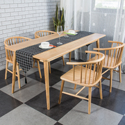 日式圆腿桌全实木长方形餐桌，现代简约北欧韩式风格饭桌椅组合