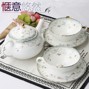 骨瓷茶具套装日式咖啡壶咖啡杯碟，田园风茶壶茶水杯子下午茶茶杯