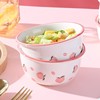 水蜜桃草莓陶瓷米饭碗家用可爱ins风餐具情侣，儿童碗勺套装盛粥碗