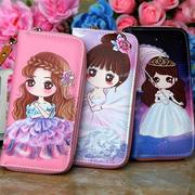 女童零钱包韩版可爱卡通小学生钱夹卡包公主长款手拿女孩子手机包