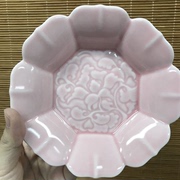 浅粉色浮雕碟子，家用陶瓷碟子，e5q03n
