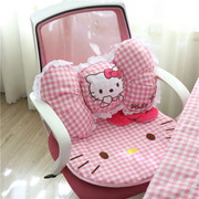 卡通kitty猫咪粉色公主风少女，心麻布坐垫，靠枕腰枕电脑椅椅汽车椅