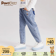PawinPaw卡通小熊童装2024年春季男童做旧款休闲牛仔裤长裤