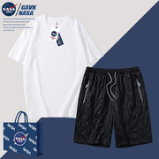 NASA GAVK2024男女同款纯棉T恤百搭潮牌印花短裤情侣套装男