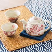 日本制美浓烧樱花陶瓷，茶壶套装泡茶壶，花茶壶茶杯子家用茶具装