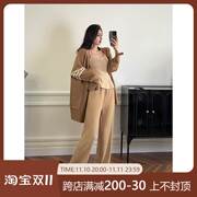 江合美条纹毛衣女(毛衣女)小众，设计感2022秋冬季加厚v领长袖黑色开衫上衣