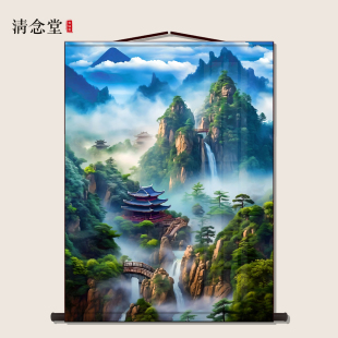 仙家堂口山水画堂单暗堂口风景画风水画仙堂背景东北堂屋供奉挂画