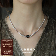 UNEND Towards纯银黑玛瑙项链 原创设计锁骨链红玛瑙珍珠COINK