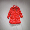 外贸原单秋冬童装纯色加厚保暖中长款大红色棉服外套女童装