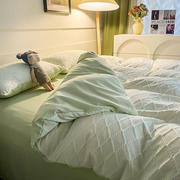 水洗棉泡泡纱床上四件套床单被套，学生宿舍三件套含被子枕芯一整套