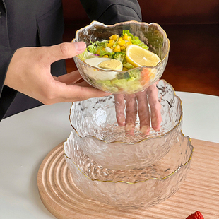 沙拉碗玻璃家用甜品冰粉碗透明水果碗加厚高颜值网红碗周岁净手