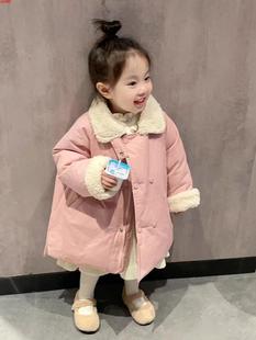 2024韩范冬装童装女童棉服，粉呼呼外套，女宝宝加厚保暖儿童中长款