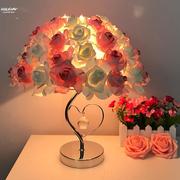 。欧式水晶台灯创意婚庆，婚房装饰卧室床头灯，台灯温馨玫瑰花结婚礼