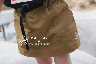 rm原创设计日系男女儿童宝宝，纯棉刺绣字母，豹纹工装半身裙裤
