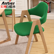 纯咖啡椅子休闲实木椅子，餐椅家用欧式复古简单u椅实木椅简约