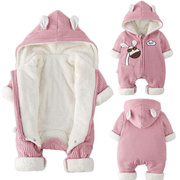 日本韩国宝宝春秋动物衣服男婴儿冬装加厚连体衣外出保暖抱衣