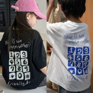 波拉韩国女男孩小中大儿童装夏青少年初中生，街舞亲子短袖t恤上衣