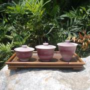 景德日式创意陶瓷纯手工盖碗茶杯家用功夫茶具高足三才茶碗200ml