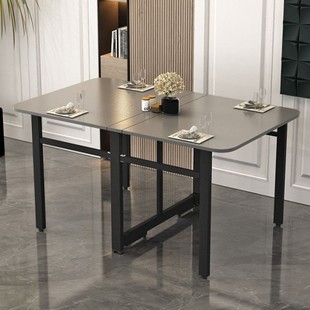 折叠实木桌家用小户型简易饭桌，多功能厨房省空间长方形用餐小桌子