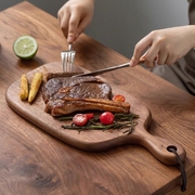 牛排餐盘木质西餐摆盘专用餐具叉套装披萨面包板托盘胡桃木砧板