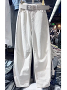 白色弯牛仔裤，女夏季薄款2024年阔腿裤子，显瘦窄版香蕉裤