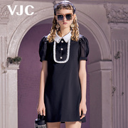 VJC/威杰思春夏女装法式黑色连衣裙小个子显瘦赫本风裙