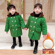 军冬大衣儿童款绿大衣东北大棉袄男女婴儿加厚小孩版宝宝套装